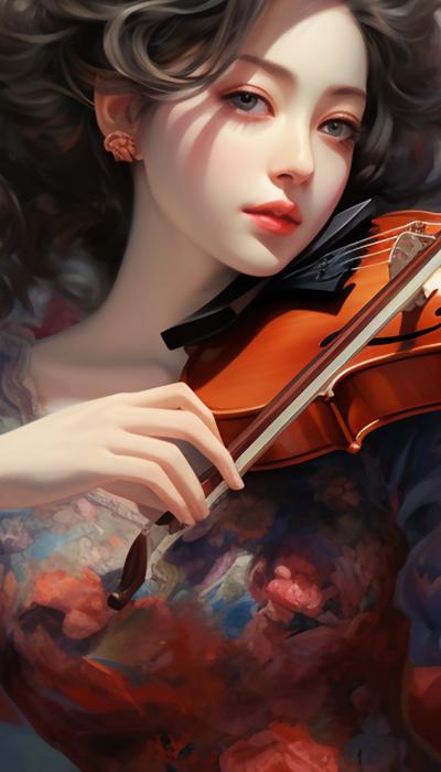 美女小提琴花瓣唯美高清手机壁纸